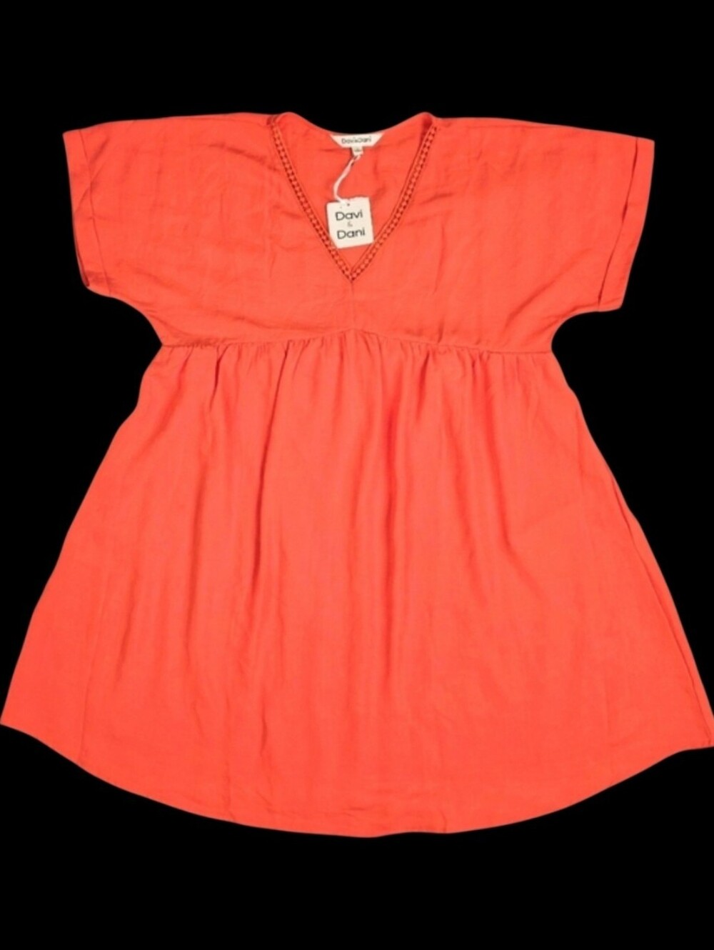 Davi & Dani Orange V Neck Mini-Dress NWT - Picture 8 of 14